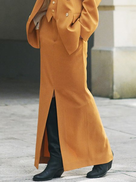 

Plain Regular Fit Urban Skirt, Orange, Skirts