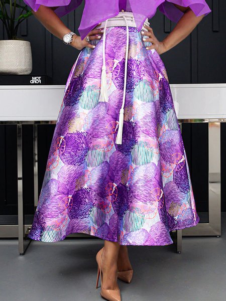 

Daily Maxi Regular Fit Elegant Floral Skirt, Purple, Skirts