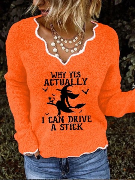 

Casual Yarn/Wool Yarn Halloween Loose Sweater, Orange, Sweaters