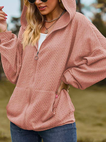 

Geometric Hoodie Loose Casual Jacket, Pink, Jackets