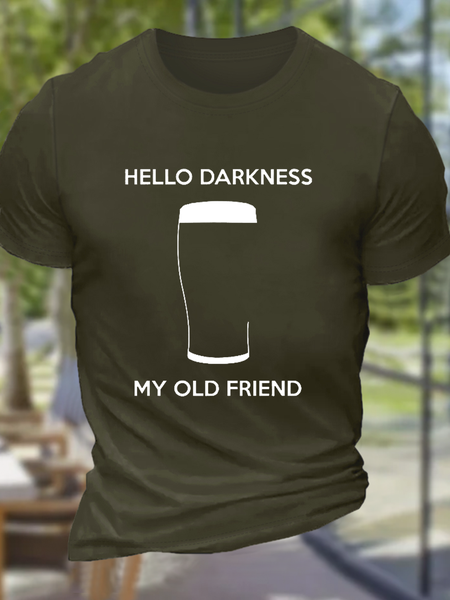 Men's Funny Saying Hello Darkness My Old Frien Cotton Casual T Shirt