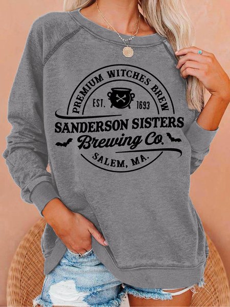 

Women's Sanderson Sister Brewing Co Crew Neck Casual Sweatshirt, Gray, Hoodies&Sweatshirts