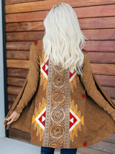 

Wrap Casual Loose Ethnic Kimono, Brown, Cardigans