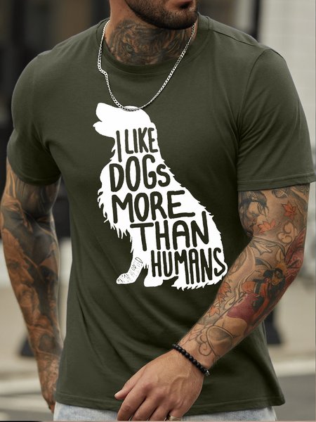 

Men’s Dog Casual Crew Neck T-Shirt, Army green, T-shirts