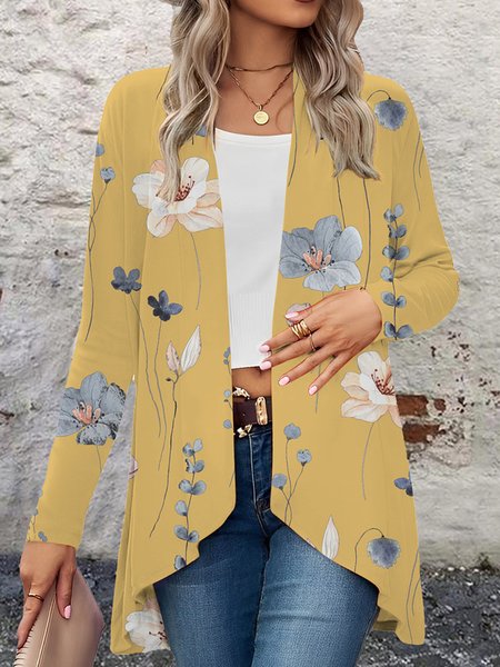 

Casual Floral Kimono, Yellow, Cardigans
