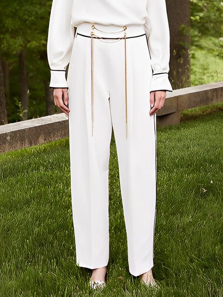 

Color Block Regular Fit Urban Pants, White, Pants