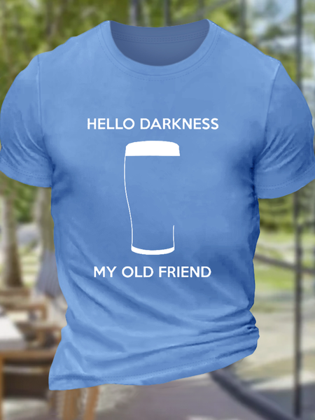 

Men's Funny Saying Hello Darkness My Old Frien Cotton Casual T-Shirt, Light blue, T-shirts