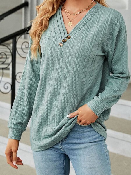 

Buttoned Plain Casual Loose Sweatshirt, Green, Sweatshirts & Hoodies