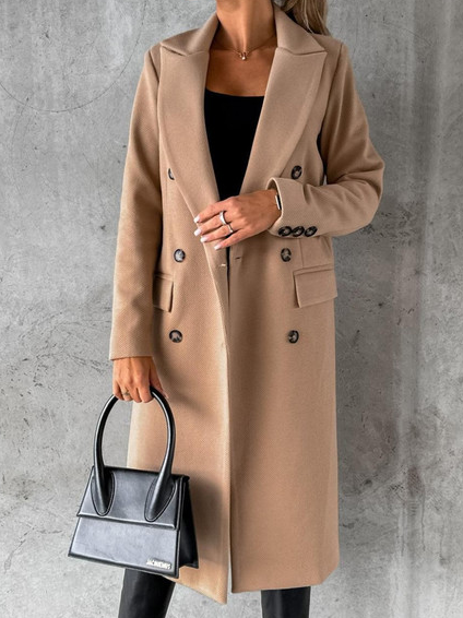 

Loose Simple Coat, Khaki, Trench Coats