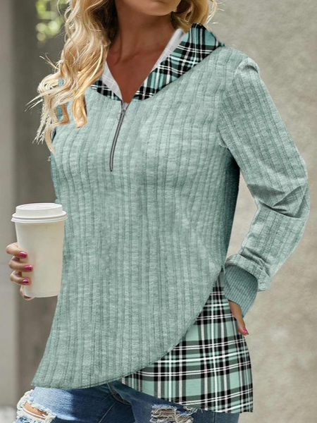 

Loose Hoodie Color Block Casual Sweatshirt, Aqua, Sweatshirts & Hoodies