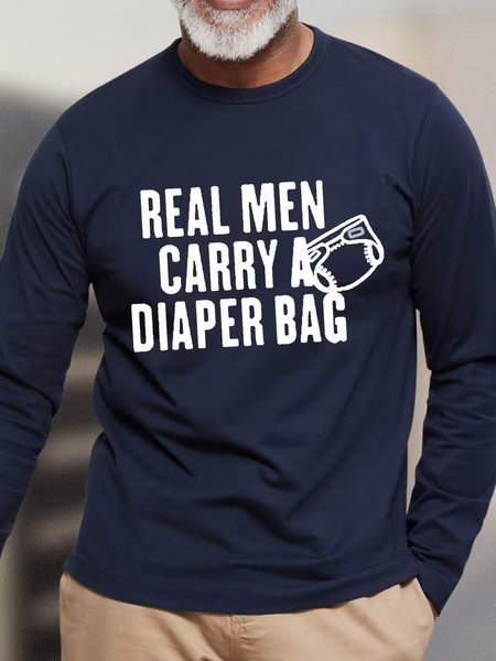 

Men's Crew Neck Funny Grandpa Casual Cotton Top, Blue, Long Sleeves