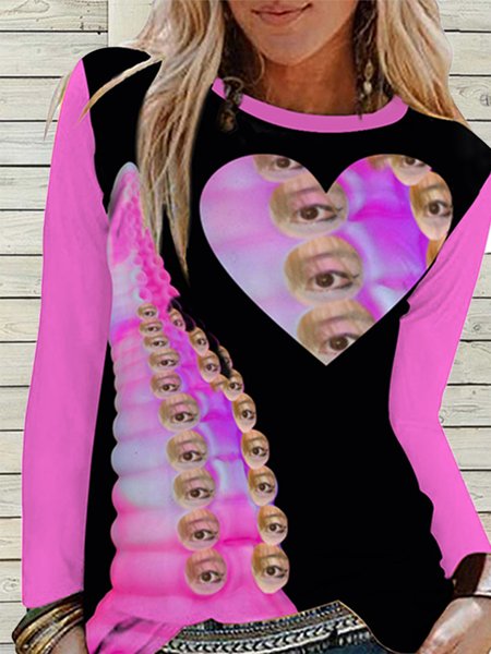 

Crew Neck Casual T-Shirt, Deep pink, T-Shirts