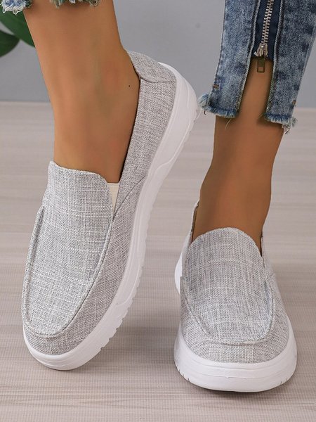 

Gray Canvas Slip-On Flats, Flats