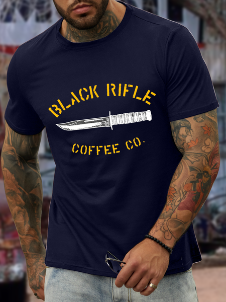 

Men's black rifle coffee co Casual Cotton-Blend T-Shirt, Dark blue, T-shirts