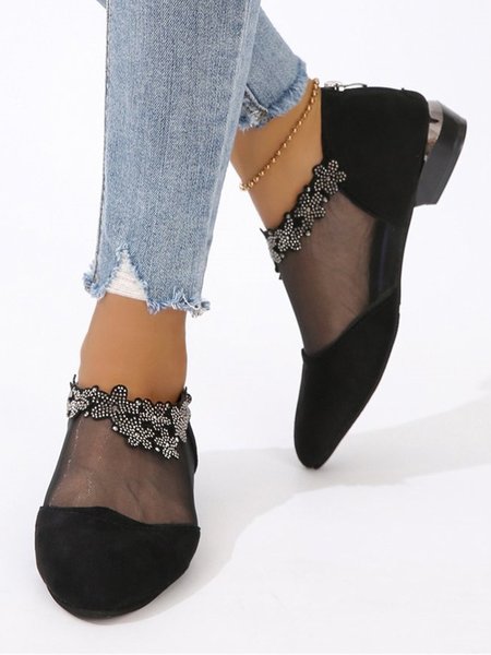 

Black Mesh Rhinestone Urban Flats, Flats