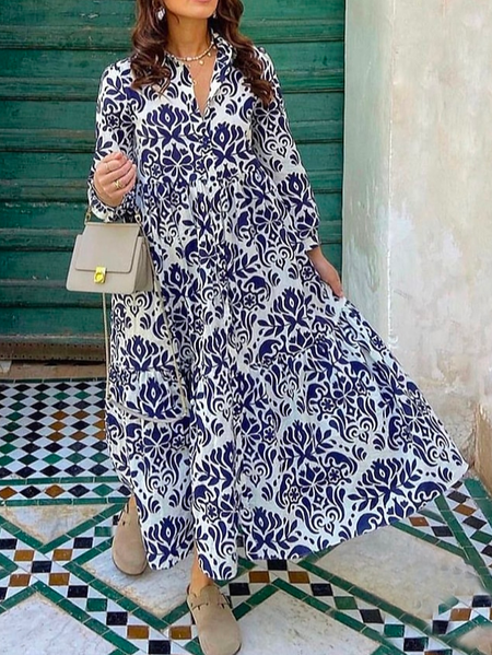

Geometric Loose Casual Dress, Blue, Dresses