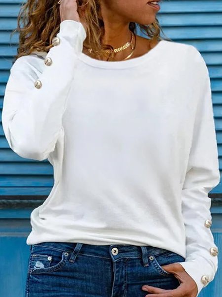 

Crew Neck Casual Plain T-Shirt, White, T-Shirts