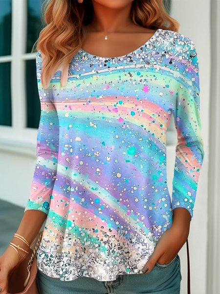 

Casual Ombre Loose T-Shirt, Blue, T-Shirts