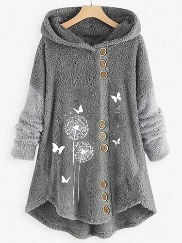 Dandelion Loose Casual Hoodie, Gray, Sweatshirts & Hoodies