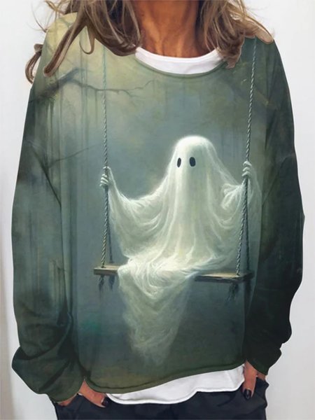 

Halloween Crew Neck Loose Casual T-Shirt, As picture, T-Shirts