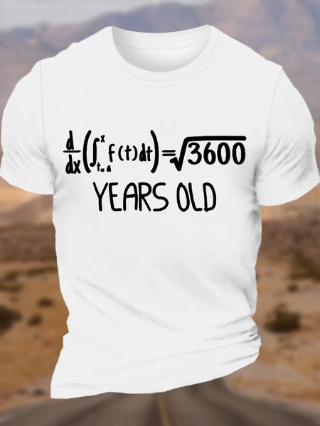 

Men‘s Math Equation Result 60 Years Old Funny Birthday Letters Cotton T-Shirt, White, T-shirts