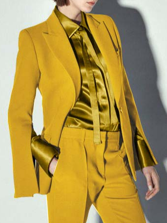 

Plain Urban Shawl Collar Blazer, Yellow, Blazers