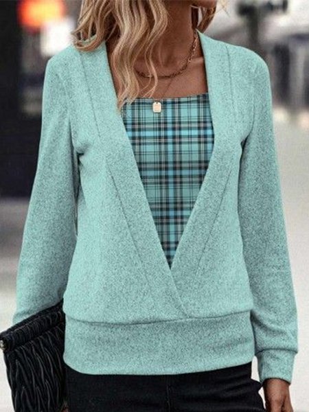 

Plaid Cross Neck Casual Sweatshirt, Green, Sweatshirts & Hoodies