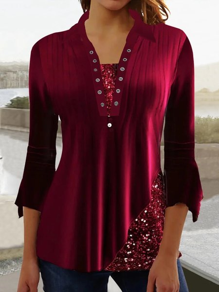 

Velvet Regular Fit Casual Shawl Collar Shirt, Claret_red, Shirts & Blouses