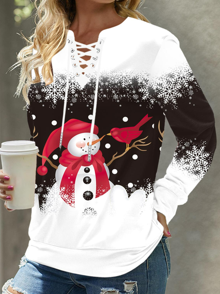 

Casual V Neck Regular Fit Christmas Snowman Shirt, Black, Sweatshirts & Hoodies
