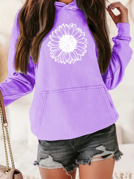 

Hoodie Floral Loose Casual Hoodie, Purple, Sweatshirts & Hoodies
