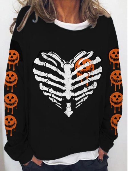 

Skull Casual Crew Neck T-Shirt, Black, T-Shirts