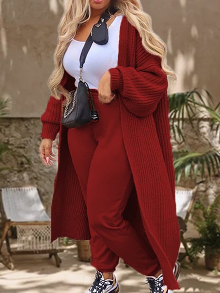 

Casual Loose Cardigan, Wine red, Sweaters