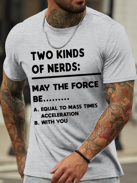 

Men's Two Kinds Of Nerds Physics Gaming Cotton Casual Crew Neck Text Letters T-Shirt, Gray, T-shirts