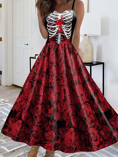 

Casual Abstract Spaghetti Regular Fit Dress With No, Color6, Dresses