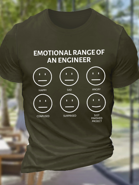 

Men's Funny Engineering Crew Neck Cotton Casual Loose T-Shirt, Green, T-shirts
