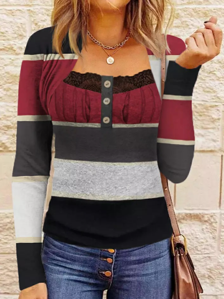 

Casual Regular Fit Color Block Shirt, Red, Shirts & Blouses