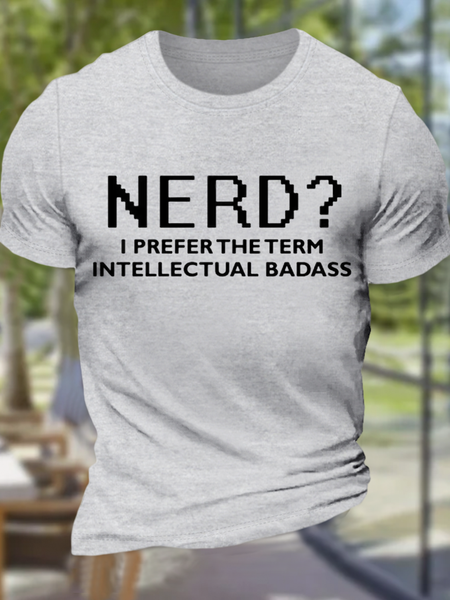 

Men's Funny Nerd Text Letters Casual Cotton Loose T-Shirt, Gray, T-shirts