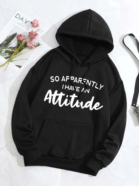 

Printing Regular Sleeve Plain Street Loose Hoodie, Black, Sweatshirts & Hoodies