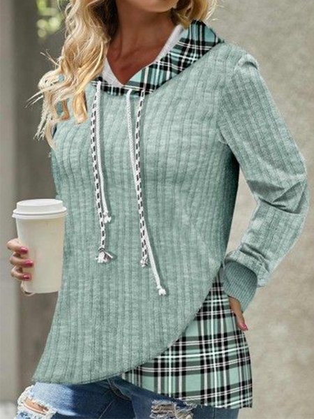 Loose Casual Hoodie, Green, Sweatshirts & Hoodies