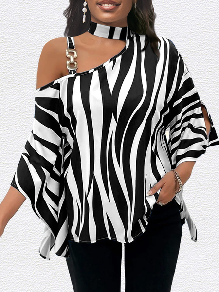

Cold Shoulder Regular Fit Casual Shirt, Black, Shirts & Blouses