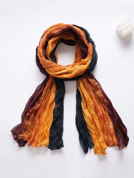 

Color Block Lightweight Wrinkled Scarf, Color8, Women Scarves & Shawls