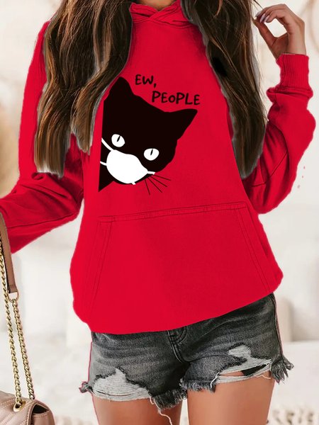

Casual Loose Hoodie, Red, Sweatshirts & Hoodies