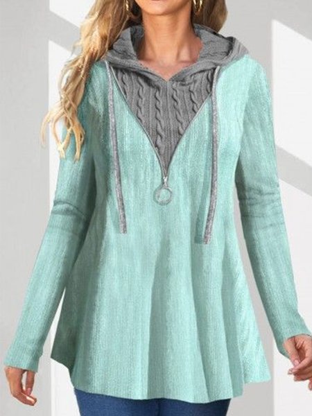 

Zipper Hoodie Loose Casual Sweatshirt, Green, Sweatshirts & Hoodies