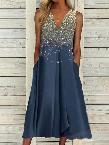 

Elegant Abstract V Neck Wedding Dress & Party Dress With No, Blue, Party Dresses