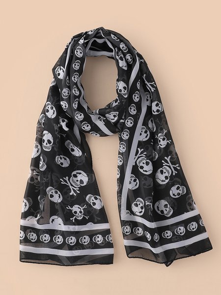 

Halloween Skull Lightweight Chiffon Scarf, Black, Women Scarves & Shawls