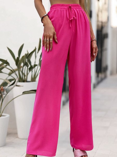 

Casual Plain Pants, Deep pink, Pants