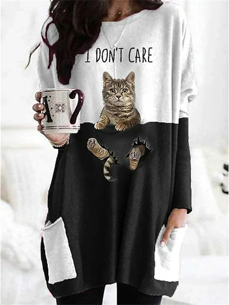 

Loose Split Joint Casual Dress, Black, Dresses