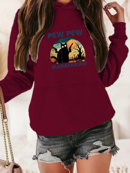 

Casual Loose Cat Hoodie Hoodie, Wine red, Sweatshirts & Hoodies
