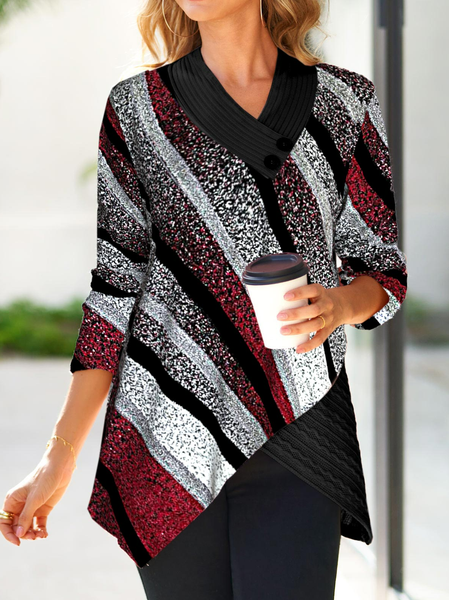 

Ombre Cross Neck Casual Shirt, Wine red, Shirts & Blouses