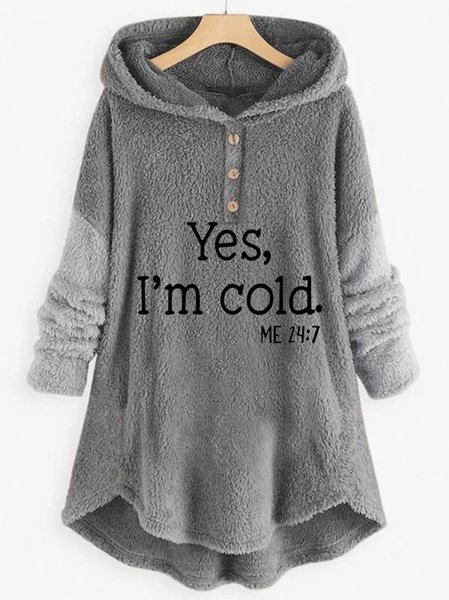 

Yes I'm Cold Hoodie Loose Casual Hoodie, Gray, Sweatshirts & Hoodies